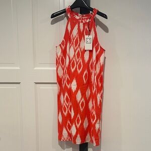 NWT - THML orange & white halter dress